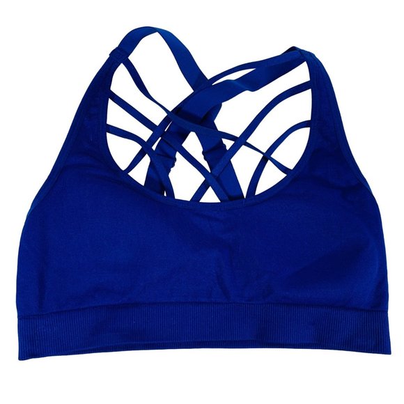 Victorias Secret Sports Bra Size M Bralette Strappy Back Royal Blue Workout Yoga - Picture 1 of 5